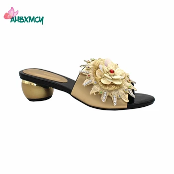 Злато, украсена с Кристали 2021 Есенни Обувки в Зряла Стил на платформа в Нигерия стил Дамски Обувки за Парти