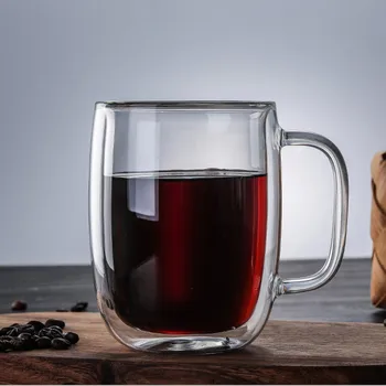 Скандинавските Стъклени Прозрачни Топлоустойчиви Чаши за Кафе с Двойни Стени, Чаши За Чай с Мляко, Чаша За Вода с Дръжка, Чаша, Подарък Посуда за Напитки в Кафене