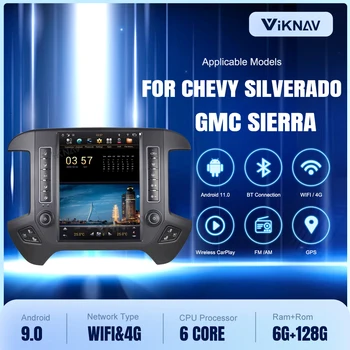 Android Радио За GMC Sierra Chevy Silverado 2014-2020 Автомобилен Мултимедиен Плейър 2 Din Авто Стерео Carplay Приемник GPS Навигация
